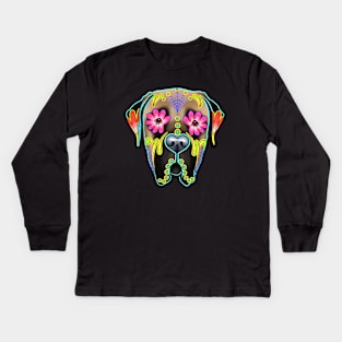 Mastiff in Fawn - Day of the Dead Sugar Skull Dog Kids Long Sleeve T-Shirt